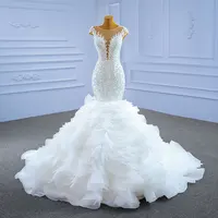 2022 नई आगमन प्रधानमंत्री उच्च गुणवत्ता वि गर्दन सेक्विन मनके लक्जरी मरमेड शादी की पोशाक