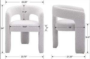 Chaise de salle à manger moderne de style sherpa avec revêtement en <span class=keywords><strong>fourrure</strong></span> artificielle, pour appartement, maison, bureau, salon, avec pieds en métal blanc - Product Image 4