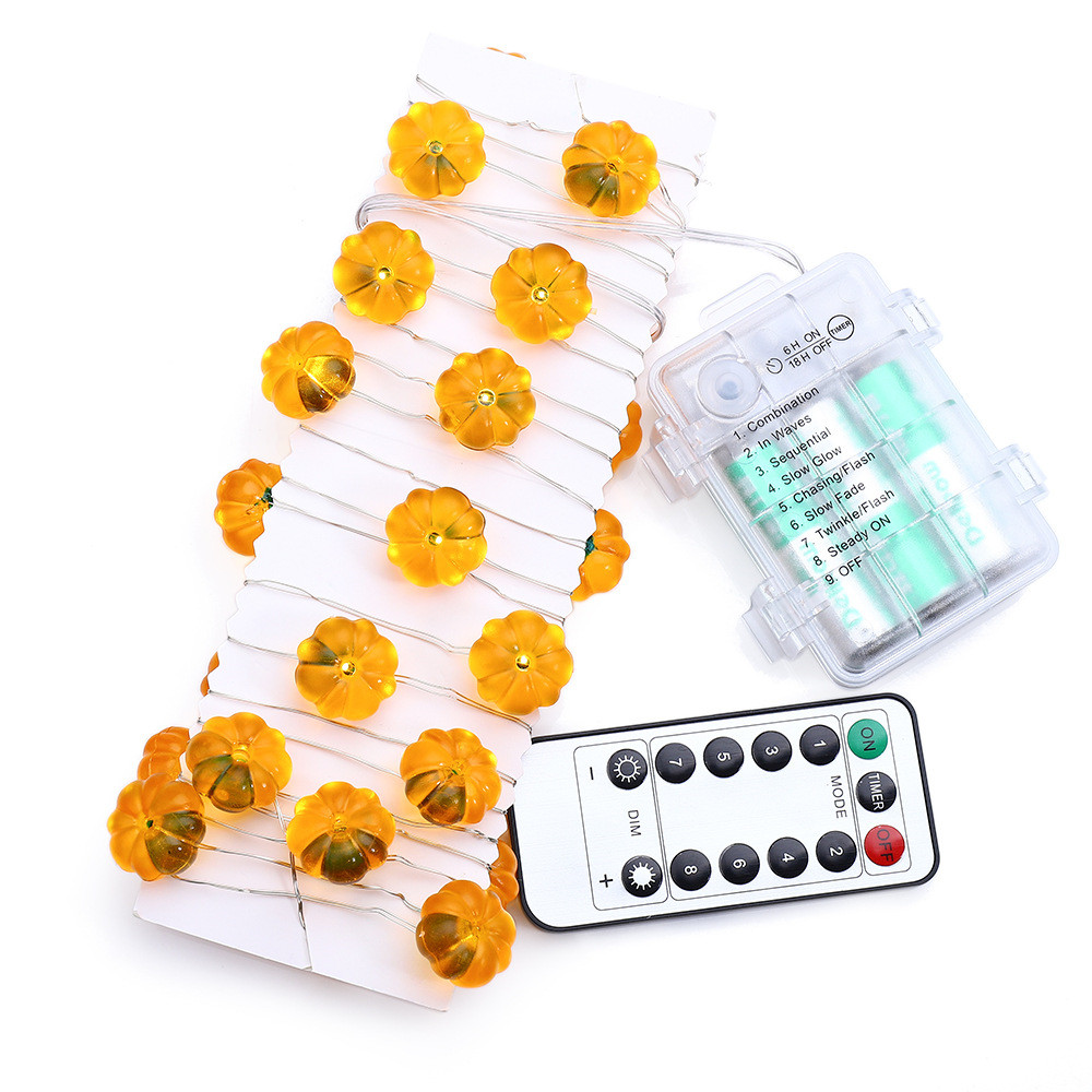 8 Modes 3M 30 LED Pumpkin String Lights Remote Control Halloween 3D Pumpkin Garland For Fall Halloween Thanksgiving Parties