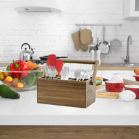 Acacia Besteckkasten mit Griff, Holz-Utensilienhalter, Mehrzweck-Organizer für Küche, Büro, Badezimmer, Schlafzimmer