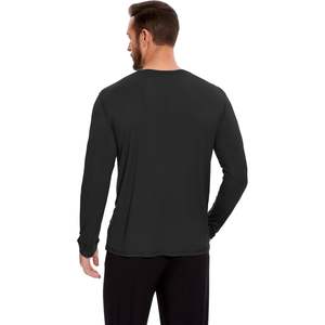 T-shirt de nuit à manches longues en viscose de bambou pour homme, doux et confortable, haut de pyjama - Product Image 3