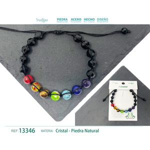 Bracelet en cristal des 7 chakras avec fil tressé, catégorie premium, bracelets en cristal - Product Image 1