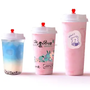 Hot Sale Disposable Clear Lemonade Cups 32oz Fruit Milk Boba Bubble Tea Juice Pp Plastic Cups Containers With Lids