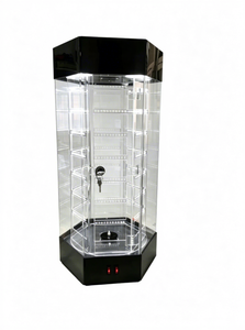 Rotating LED Light <strong>Acrylic</strong> <strong>Display</strong> Case Revolving Perfume <strong>Display</strong> <strong>Cabinet</strong> with Tiered Shelves for Retail Shop - Product Image 3