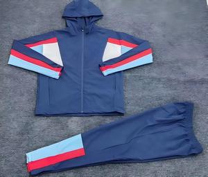 Ensemble de survêtement à capuche zippé pour homme, veste et pantalon d'entraînement, noir et orange, tenue de sport en polyester, taille XL - Product Image 6