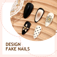 Ongles portables 3D à motifs floraux amovibles, tendance, lot de 24 faux ongles à presser pour doigts, vente en gros