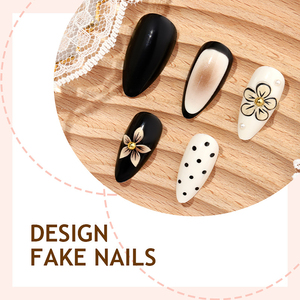 热销可穿戴指甲 3D 可拆卸花卉设计时尚美甲套装 24 件全罩式按压式指甲批发 - Product Image 3