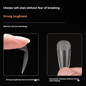 504 Pièces d'ongles carrées transparentes, professionnelles pour salon de manucure, couverture complète, ultra-fines, sans trace, en ABS, avec colle - Product Image 6