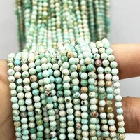 Prix usine 3mm Roundle Perles À Facettes Naturel Péruvien Turquoise Perles Cordes