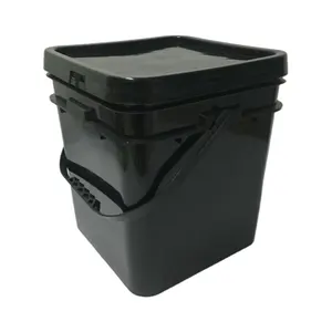 Seau carré noir en plastique de 5 gallons, 20L, 30L - Product Image 1