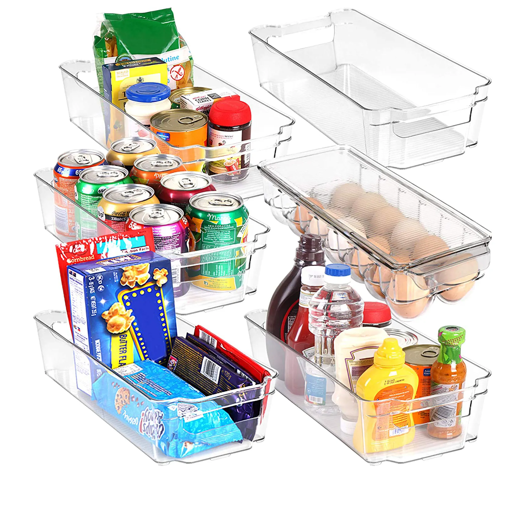 4 packs Perfect 11x8x6 Kitchen Pantry Storage Clear Space Plastic Storage Containers Organizational Bins With Handles