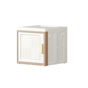 Folding Storage <b>Cabinet</b> 3 Compartments Plastic Foldable Living Room Bedroom Organizer Multi Door Storage Box - Product Image 2