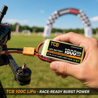 Batterie LiPo TCB RC 100C 1300/1500/1800mAh 2S 3S 4S 5S 6S 7.4V 11.1V 14.8V 18.5V 22.2V pour drones de course FPV et jouets RC