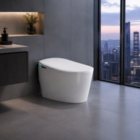 WC intelligent en céramique blanche allongé avec bidet intégré, siège chauffant, double chasse et télécommande