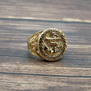 In acciaio inox anello dei monili in oro placcato USN di ancoraggio <span class=keywords><strong>aquila</strong></span> antico anello di 925 - Product Image 2