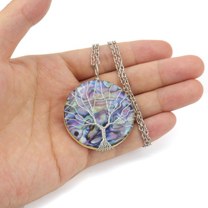 Suxuan-Colgante de árbol de la vida con forma de media luna, collar de cuarzo con diseño de concha de abulón de mar Natural, alambre envuelto - Product Image 5