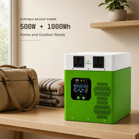 Station d'alimentation portable 500W 1000Wh, générateur solaire, batterie de secours avec sortie AC et affichage USB