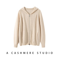 Großhandel 100% Kaschmir Kapuzen-Strickjacke für Damen mit Reißverschluss, Raglanärmeln und Seitentaschen, Individuelles Logo Möglich