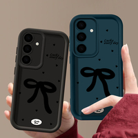 Étui Souple avec Nœud Noir pour Samsung Galaxy A16 A15 A55 A56 A54 A52 A35 A14 A53 A26 5G S25 S24 S23 Ultra S22 Plus S24 FE Housse de Téléphone