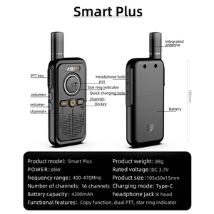 KSUN Double PTT PMR 446 FRS Poche Petite Mini Radio Analogique Bidirectionnelle Tpye-C Charge Rapide <span class=keywords><strong>Woky</strong></span> <span class=keywords><strong>Toky</strong></span> Intercom Talkie Walkie Sans Fil - Product Image 3