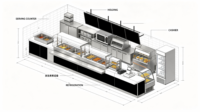 Solution de conception complète d'équipements de cuisine commerciale 3D pour projets de restauration