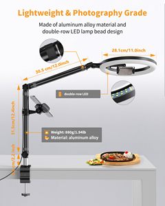 Đèn Vòng 10 ''có chân đế, giá đỡ điện thoại & kẹp cho bàn, giá treo camera trên cao, Chụp Ảnh/Trang điểm/Video phát trực tiếp/<span class=keywords><strong>Youtube</strong></span> - Product Image 5