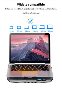 TISHRIC-Base de refroidissement pour ordinateur portable, avec support pour téléphone, 4 ventilateurs, écran LED, vitesse du vent réglable, pour ordinateur portable de 12 à 17 pouces - Product Image 4