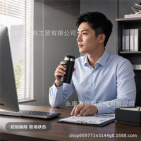 Gobelet isotherme à couvercle rabattable 350 ml 500 ml, intérieur en acier inoxydable 304, tasse droite et fine, 6 couleurs, logo personnalisé, cadeau d'entreprise