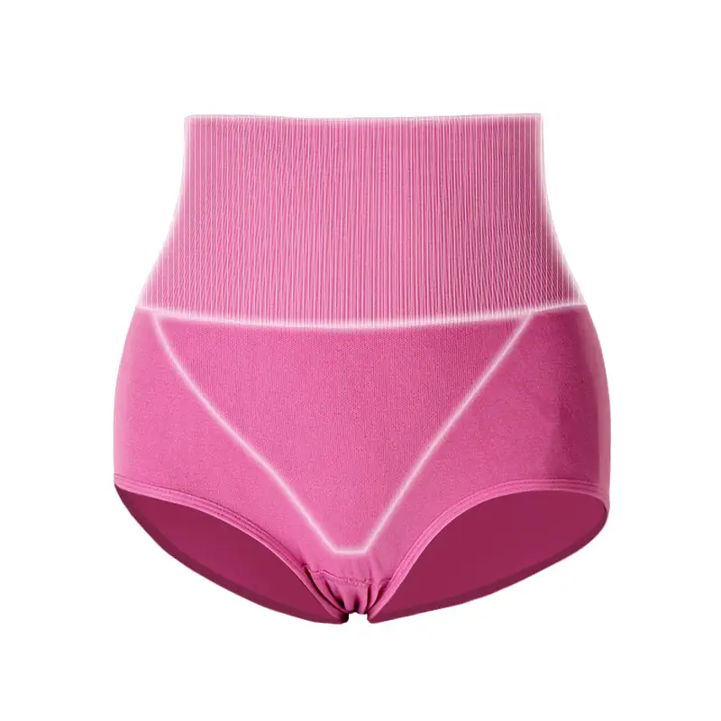 Pink color high waist breathable panties shapewear slimming underwear women