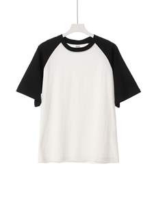 <span class=keywords><strong>Camiseta</strong></span> de manga corta de trapo de algodón pesado de 240g para hombre y mujer, cuello redondo de Color de contraste Retro, Media manga sólida - Product Image 5