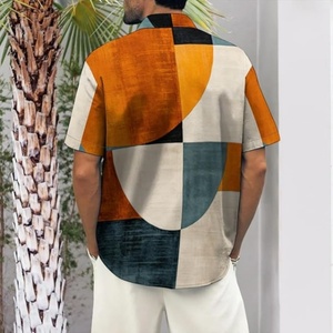 Chemises de bowling hawaïennes pour hommes, manches courtes, imprimées, coupe classique, décontractées pour l'été et la plage, chemises Aloha boutonnées, respirantes, logo personnalisé - Product Image 3