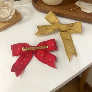Korean style skirt with ribbon trim, youthful and silky satin finish, cute duckbill <b>clip</b> and <b>bow</b> hair accessory for girls. - Product Image 4