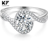 Bagues de fiançailles en moissanite créée en laboratoire pour femmes, 0,5-2 carats, couleur D, clarté VVS1, taille brillant, plaqué or blanc, argent S925, Chine
