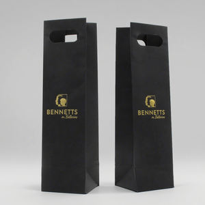 Sacs cadeaux en papier kraft brun avec poignée découpée, personnalisables avec logo, écologiques, pour bouteilles de champagne, bière, spiritueux et vin. - Product Image 1