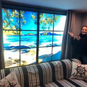 Fenêtre <span class=keywords><strong>LED</strong></span> personnalisable avec impressions scéniques interchangeables, cadre en bois pour la décoration du salon et de la chambre - Product Image 2