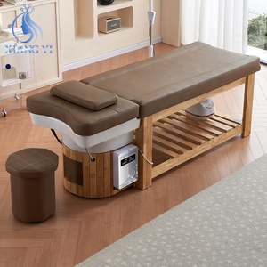 Cama de champú de Masaje Tailandés para spa, cabezal de enfermería, vaporizador y circulación de agua de madera maciza - Product Image 1
