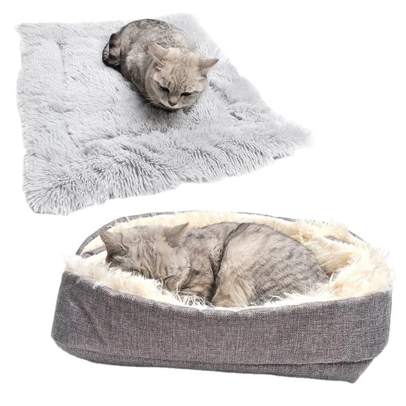 wholesale Portable Foldable Pet Dog Cat Sleeping Nest Plush Pet Dog Bed Warm fluffy Pets Soft Mats