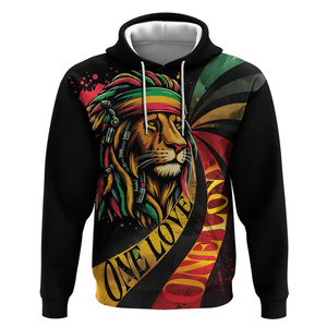Sweat à capuche jamaïcain noir Rastafarian Lion One Love Streetwear Fabricants Hoodies pour hommes - Product Image 1