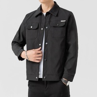Blouson Bomber Homme 100% Polyester, Coupe Ample, Col Rabattu Rétro, Couleur Unie, Décontracté, Coupe-Vent, Chauffant, Hiver