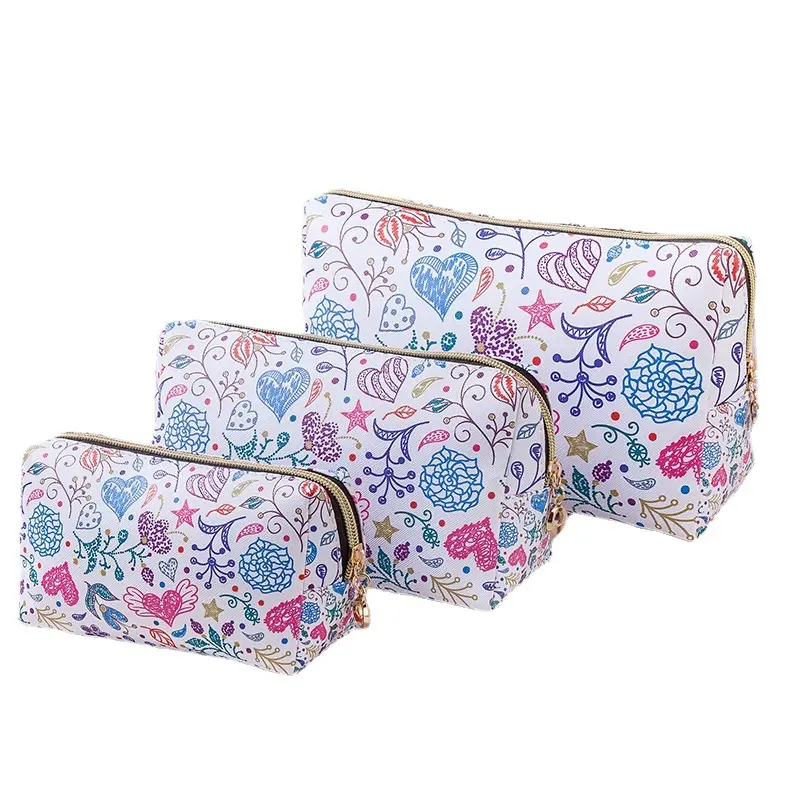 Makeup Bag Elegant Women High Capacity Cosmetic Bag Print Wholesale Custom PU Fashion Waterproof Bag