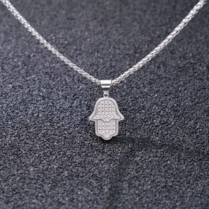 Fashionable Wear With Accessories Silver Zirconia Hip Hop Jewelry Fatima's Small Hand Pendants Charm