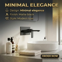 Robinet de lavabo mural moderne en laiton Momali, avec eau chaude et froide, noir, pour hôtel, directement de l'usine