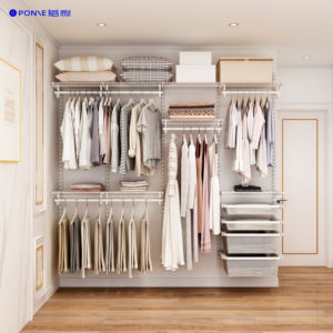 Moda personalizzata camera da letto sistemi di armadio in metallo moderno armadio Organizer con guida appesa e scaffali di stoccaggio unità - Product Image 3