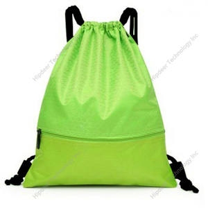 Sac à cordon en nylon avec fermeture à glissière sac à dos personnalisé sac à cordon en polyester 210D étanche - Product Image 2