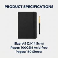 Carnet de notes A5 à couverture rigide en gros, 160 pages, papier épais 100 g/m², bloc-notes professionnel pour réunions de bureau, personnalisable avec votre marque