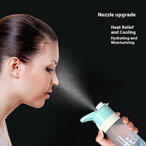 Botella de <span class=keywords><strong>agua</strong></span> pulverizada sin Bpa de grado alimenticio de 650ml con logotipo personalizado, botella de <span class=keywords><strong>agua</strong></span> con asa, PC de plástico portátil, deportes, viajes, correr - Product Image 1