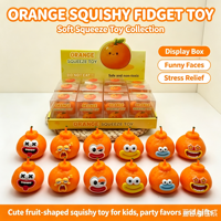 Mainan Fidget Squishy Oranye untuk Anak Perempuan & Laki-laki, Lembut, Penghilang Stres, Bentuk Buah Lucu dengan Ekspresi yang Dapat Berubah