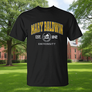 Camiseta de la Universidad Mary Baldwin, negra, atlética, diseño retro vintage para mujer - Product Image 3