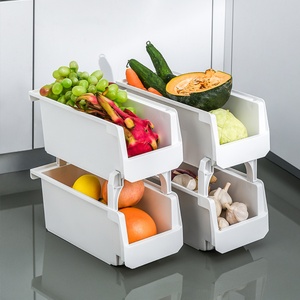 Household Stackable Multi-layer <b>Kitchen</b> <b>Storage</b> <b>Rack</b> Drawer Type Large Opening Miscellaneous <b>Storage</b> Basket Plastic Food Basket - Product Image 4