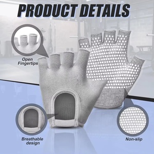 Gants de Pilates sans doigts en silicone pour femmes avec logo personnalisé, antidérapants - Sans soutien, pour Pilates, ballet, gym, entraînement, musculation - Product Image 2